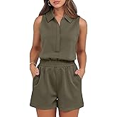 ANRABESS Romper for Womens 2026 Summer Dressy Casual Sleeveless V Neck One Piece Short Jumpsuit Lounge Travel Outfits Clothes