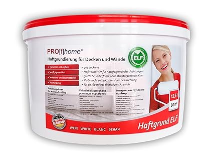 Haftgrund PROFHOME Decken Wand-Grundierung Tapetengrund für Renoviervlies Malervlies Tapeten weiß ELF 12,5 Ltr für 60 qm