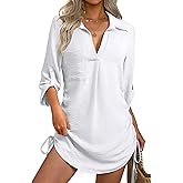GKBK Women Swimsuit Coverup Bathing Suit Cover Ups for Swimwear Swim Summer Bikini Beachwear Drawstring Beach Dress Shirt