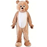 Lormaka Plush Brown Teddy Bear Mascot Costume, Full Body Cartoon Honey Bear Mascot Suit for Halloween Parade Carnival Party Cosplay