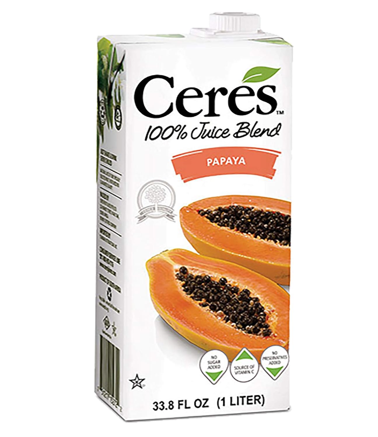 Ceres 100% All Natural Pure Fruit Juice Blend - Gluten Free, Rich in Vitamin C, No Sugar or Preservatives Added - 33.8 FL OZ, Papaya (Pack of 6)