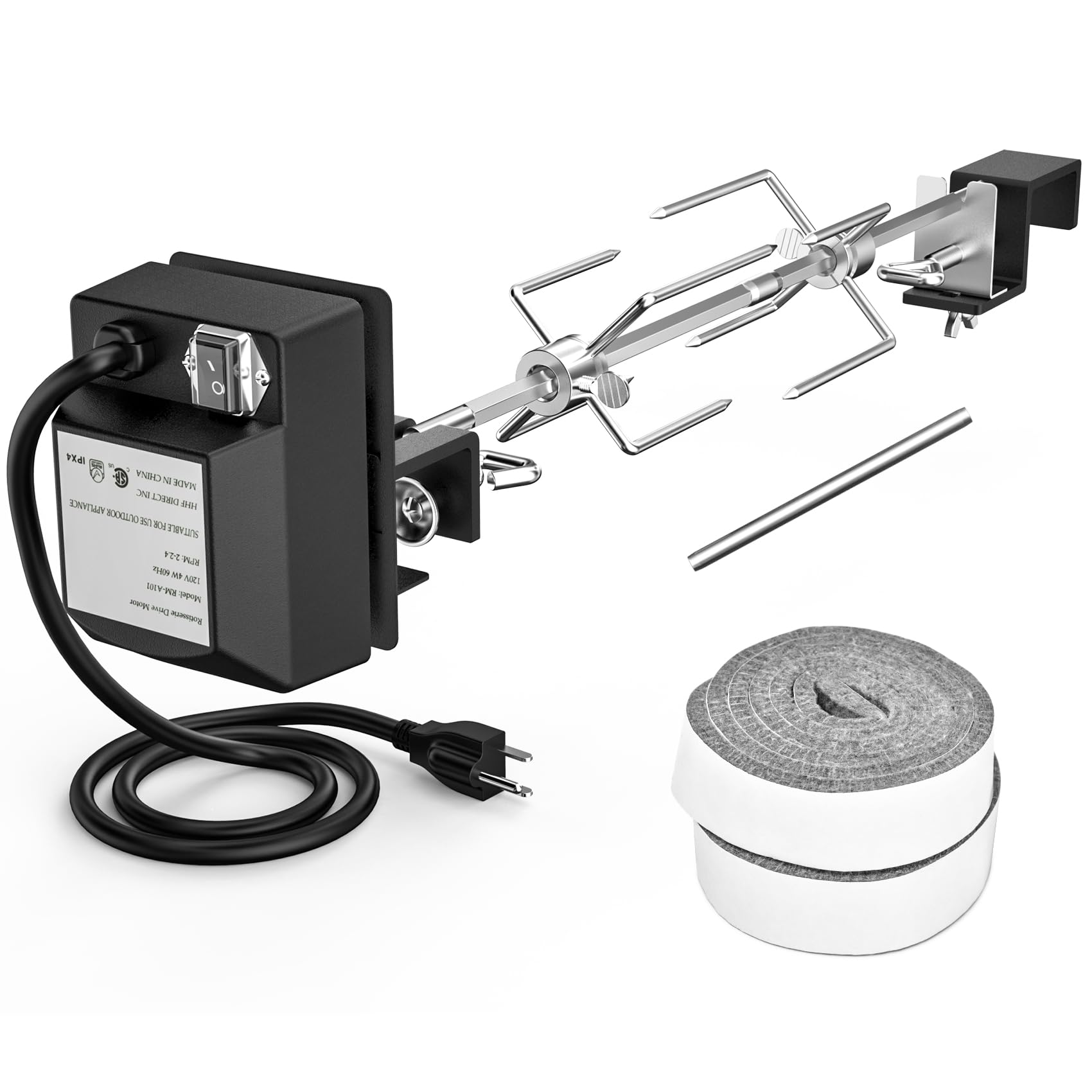 Photo 1 of ***(MISSING PARTS)***Skyflame Stainless Steel Rotisserie Kit with Heavy Duty Rotisery Motor & Accessories - Compatible with Large BGE | Kamado Joe | Pit Boss & Other Outer Diameter 21.5"-23", 28"-29.5" Ceramic Grill