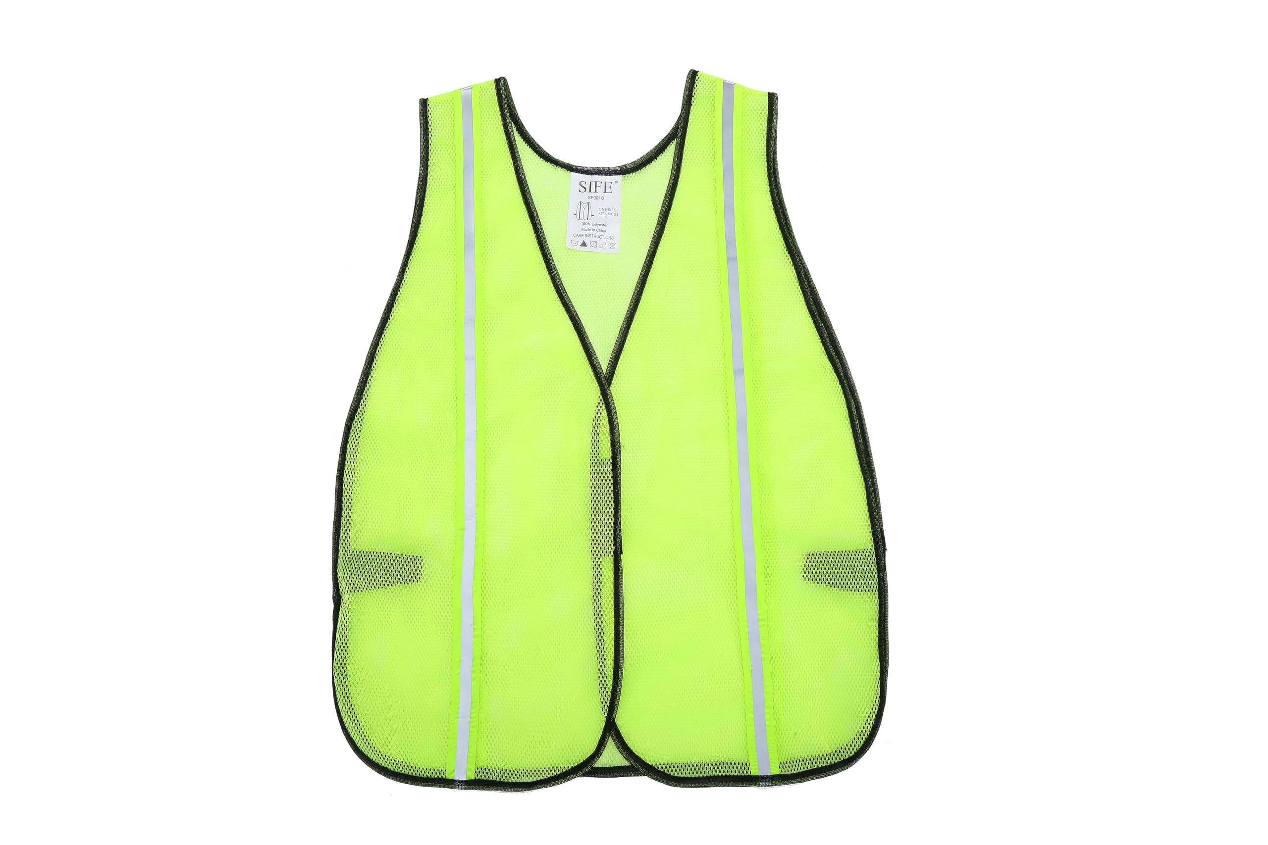 SIFE High Visibility Reflective Safety Vest with 1 Inch Reflective Strips,Made from Breathable and Neon Yellow Mesh Fabric,Universal Size,10 pack