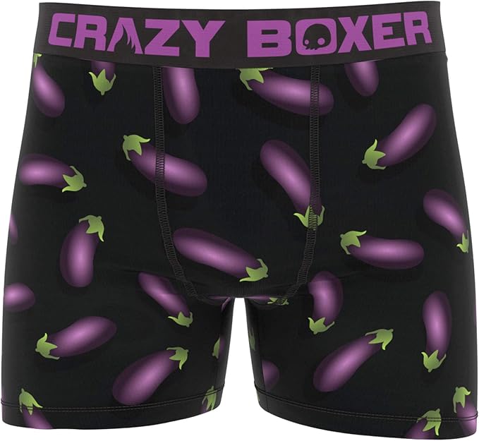 Eggplant Emoji Boxer Briefs Men's Underwear (Medium) Black at Amazon
