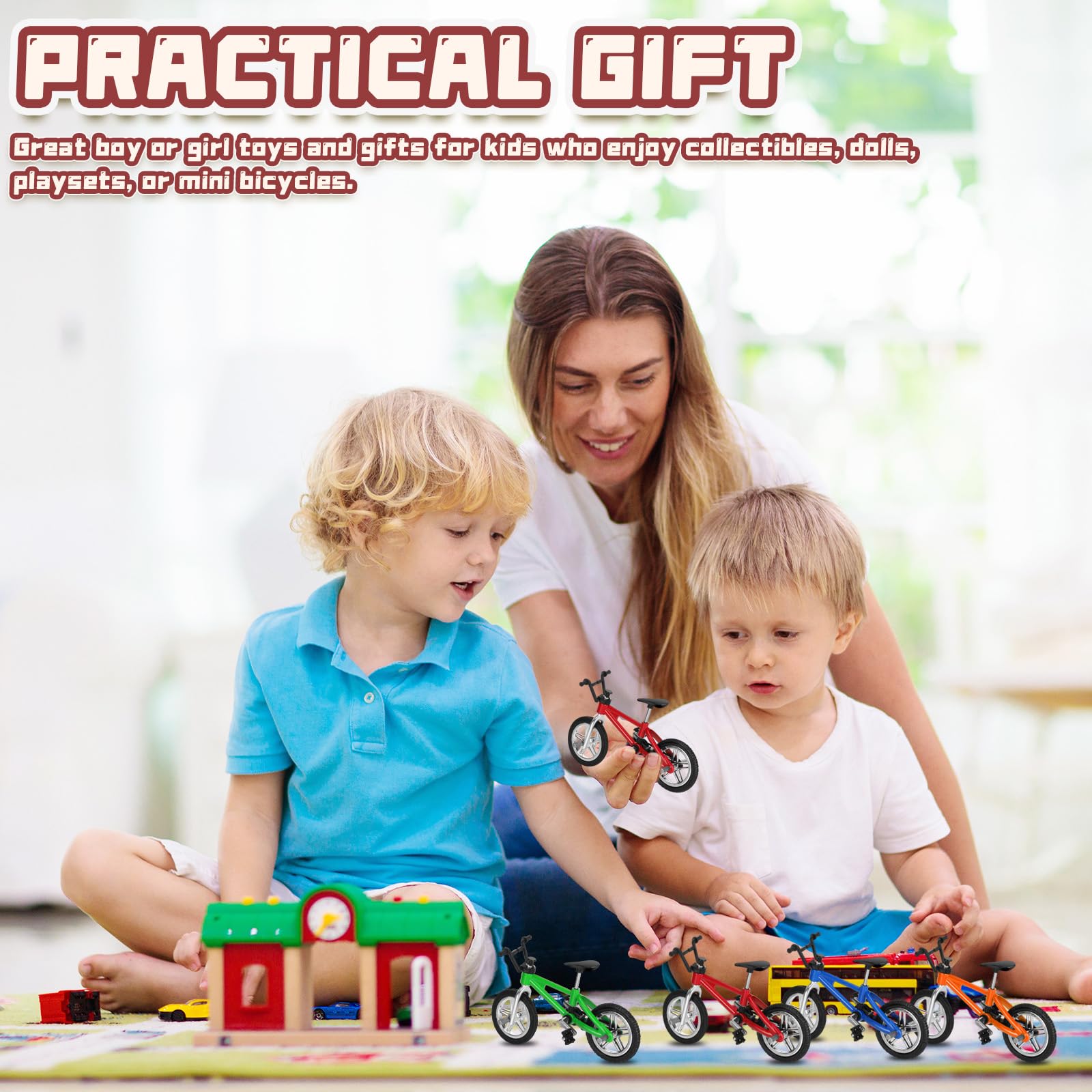 Poen 24 Pcs Kids Mini Finger Bikes Party Favors Miniature Fidget Bicycle Toy Metal Finger Bikes for Students Class Prizes Birthday Gift Goodie Bag Stuffers Carnival Prizes Christmas Stocking Fillers