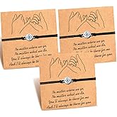 EEChristmas Pinky Promise Distance Matching Bracelets 3 Pack for Best Friends Family Women Mens Teen Girls Adjustable Friendship Birthday Gift