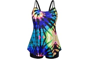 Hanna Nikole Womens Plus Size Tankini Swimsuit Two Piece Bathing Suits Flowy Swim Tops with Boy Shorts