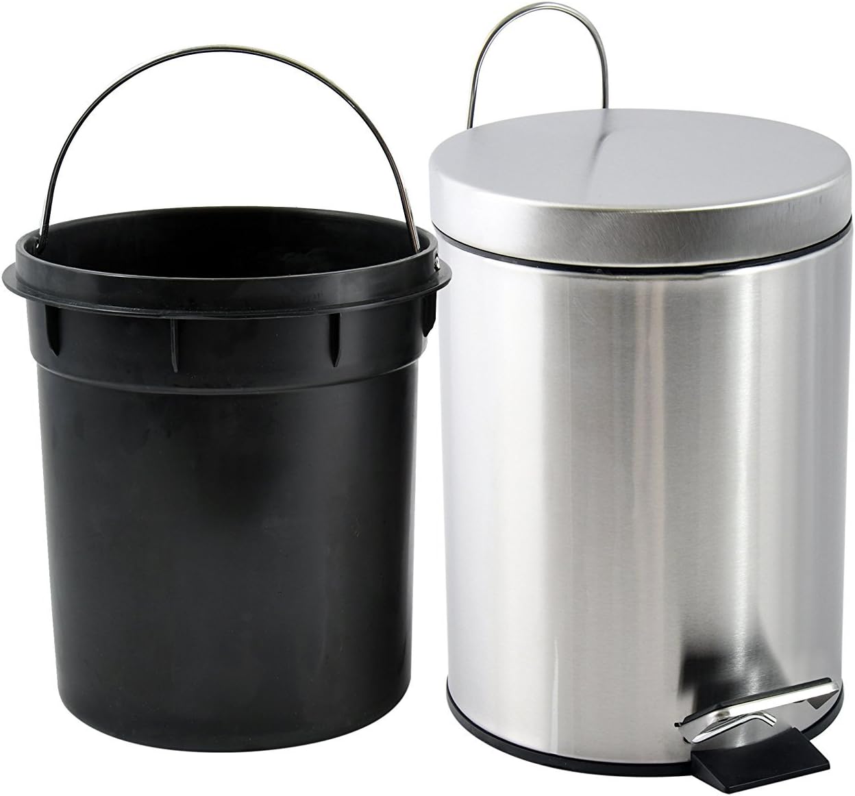 MSV Stainless Steel Pedal Bin, Silver, 5 Litre, 5 Litres - Image 3