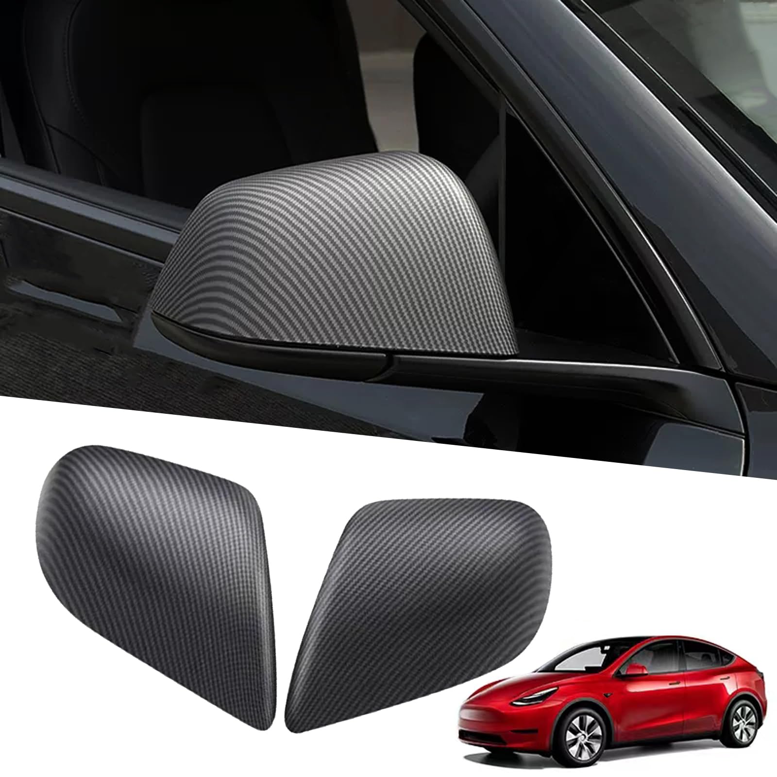 Photo 1 of YHCDSEA Rearview Mirror Guard Cover for Tesla Model Y, Side Mirror Cover Exterior Accessories fit for Tesla Model Y 2024 2023 2022 2021 (Matt Carbon Fiber Pattern, Model Y)