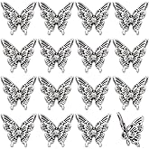 SUNNYCLUE 120Pcs Small Butterfly Alloy Antique Silver Tebitan Styles Flying Animal Insect Spacer Beads for Jewelry Craft Making Necklace Bracelet Keychain Beginners