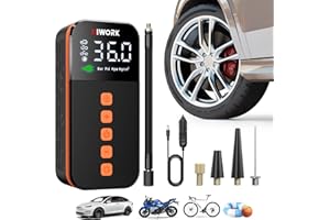 HIWORK 12V Air Compressor, Tire Inflator Portable Air Pump 150 PSI 12V DC Electric Inflator for Car Tires Bikes Balls Balloons and Other Inflatables with Digital Gauge and SOS Light
