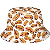 Kicoyuaz Hot Dog Bucket Hat Funny Summer Foldable Fisherman Cap for Fishing Beach Outdoor