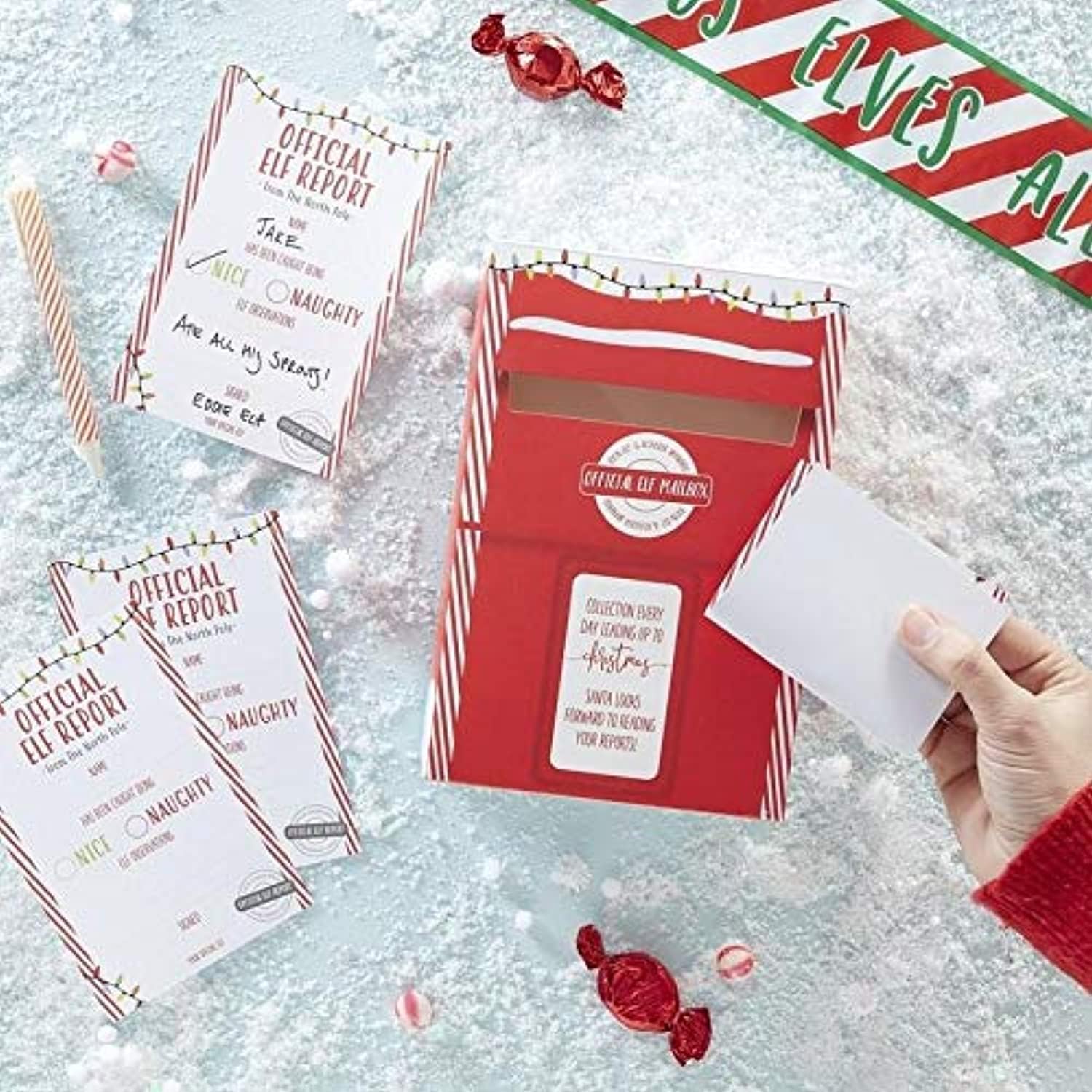 Ginger Ray Christmas Elf Report Cards & Post Box Naughty & Nice - Novelty Christmas