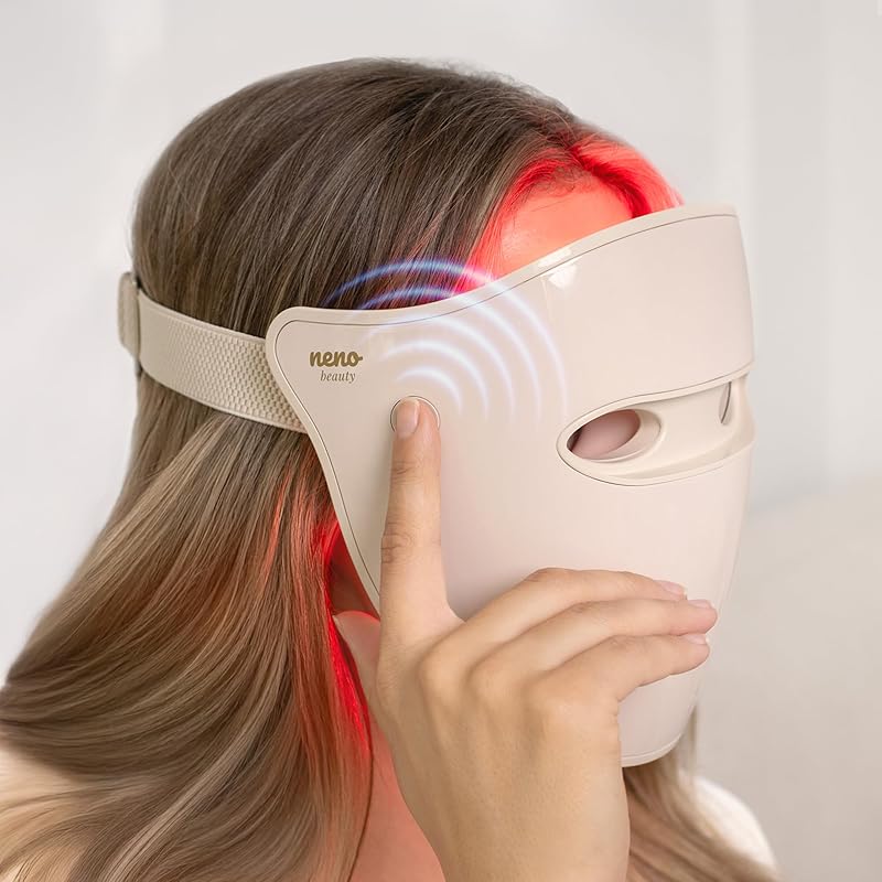 Alva Rotlichtlampe fürs Gesicht - LED Gesichtsmaske - Rotlicht Maske mit 3 Modi - Red Light Therapy mit 220 LED Dioden - Anti-Aging Skincare - Face Mask mit Lichttherapie – Kabellos, USB