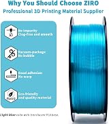 ZIRO Translucent Light Blue PLA Filament 1.75mm 1kg for FDM Printers view 3