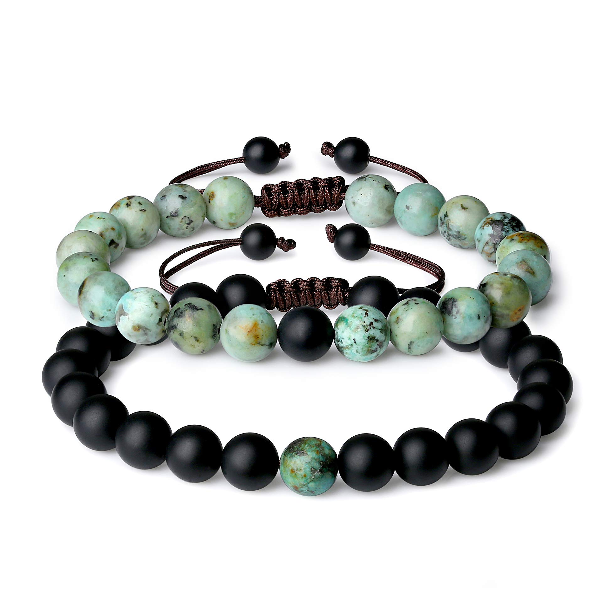 COAI His and Hers Bracelets Onyx African Turquoise Matching Couples Bracelets
