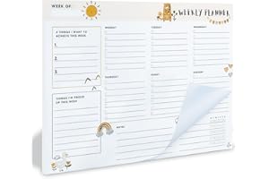 NOOK THEORY Weekly Planner Pad Tear Off - 52 Undated Weekly Planner, 8.5" x11", Weekly Daily To Do List Notepad, Full Year Productivity Planner, Weekly Desk Planner Notepad, Work Planner (Jolly)