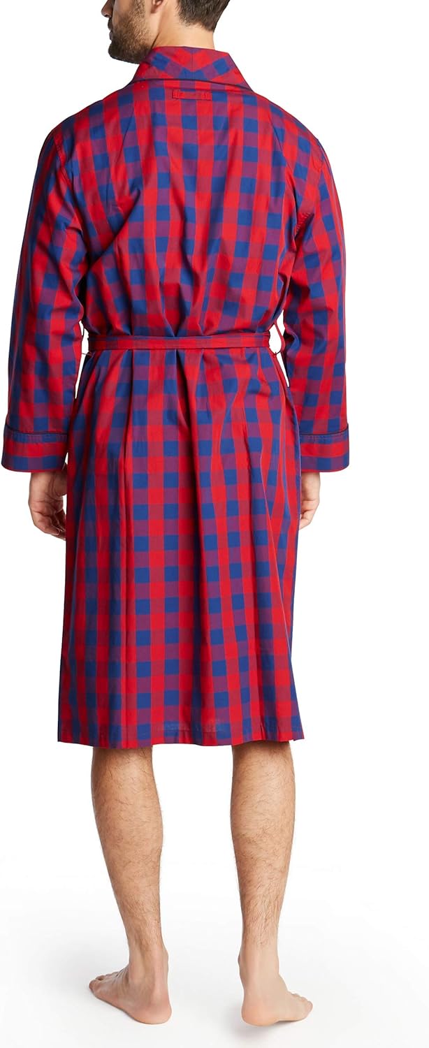Nautica Men's Long Sleeve Lightweight Cotton Woven Robe at  Men’s Clothing store
