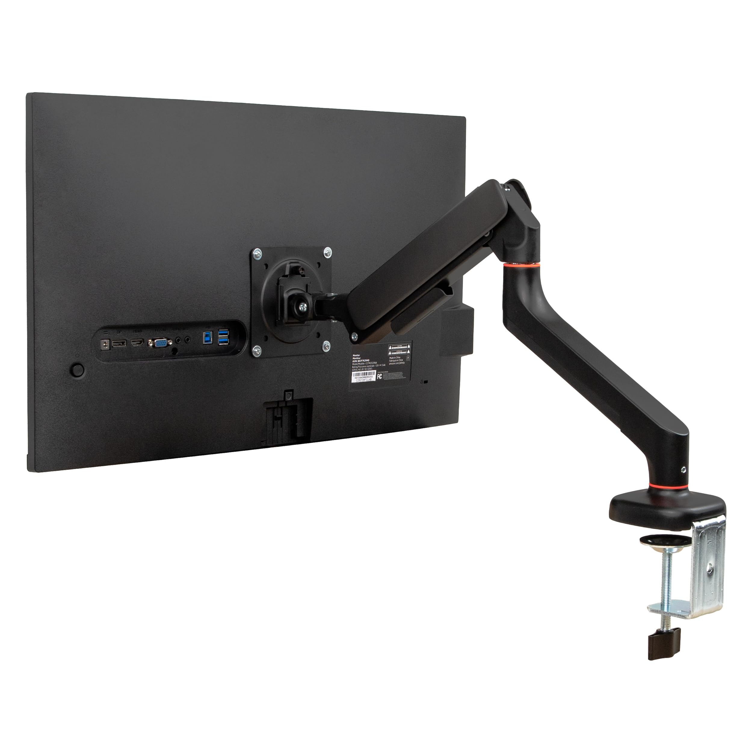 Mind Reader Counter-Balance Gas Spring Monitor Arm, 13"-32" Single Desk Mount, 180° Rotation, Tilt ±65°, Swivel ±180°, VESA 75x75/100x100, 19.8 lb Load, Cable Management, Black