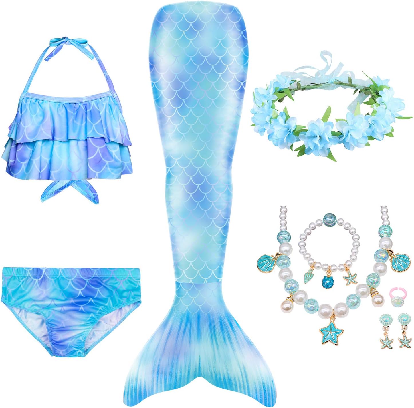 Girls Size Swimsuits Mermaid for Swimming Mermaid Costume Bikini Set - Birthday Gift - Without Monofin