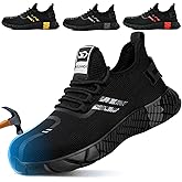 Steel Toe Shoes for Men Women Work Safety Shoes for Men Comfortable Puncture Proof Sneakers Steel Toe Tennis Sneakers Construction Indestructible Work Utility Footwear Black 5