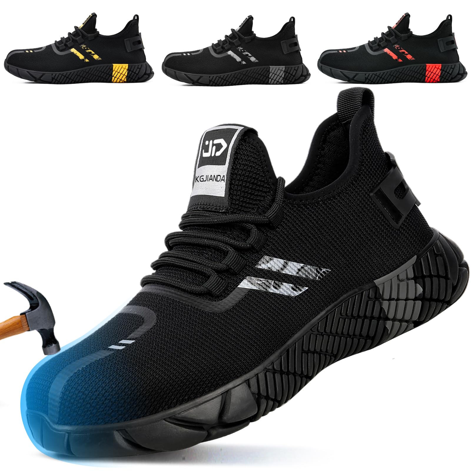 Photo 1 of Steel Toe Shoes for Men Work Safety Shoes for Men Comfortable Puncture Proof Sneakers Steel Toe Tennis Sneakers Construction Indestructible Work Utility Footwear Black SIZE 50 