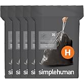 simplehuman Code H 100 Count Odorsorb&reg; Custom Fit Liners, Drawstring Odor Absorbing Trash Bags, One-by-One Mess-Free Dispense, Extra Thick &amp; Double Seamed, 50% PCR Plastic, 30-35 Liter / 8-9 Gallon