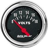 AUTO METER 2592 Traditional Chrome Electric Voltmeter Gauge 2.3125 in.
