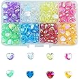 Xinhongo 320 Pcs Heart Beads Small Hole Beads Acrylic Beads Heart Shape Beads 8mm Bead Loose Bead for Making Bracelet Necklace Jewelry Making Craft Beads,8 Colors