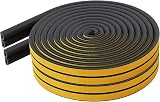 Bynsaer Draught Excluder Tape 20M D-Type Self-Adhesive Foam Seal Black