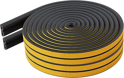 Bynsaer Draught Excluder Tape 20M D-Type Self-Adhesive Foam Seal Black