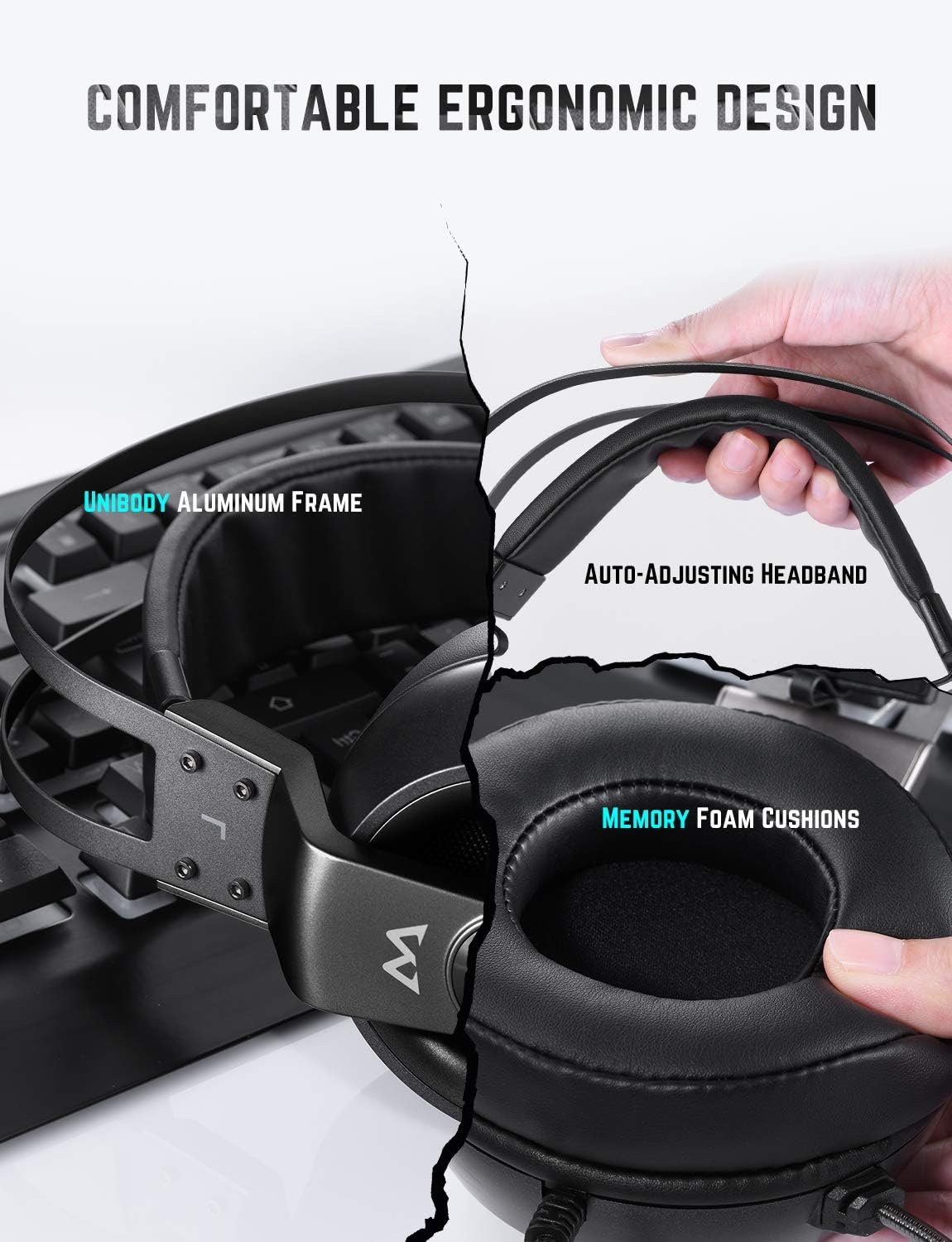 Mpow EG3 pro Gaming Headset with 3D Surround Sound, PS4 Xbox One Headset with Noise Cancelling Mic, Gaming Chat Headset, Over-Ear Gaming Headphones for PC, Xbox 1, PS4, Nintendo Switch: Electronics