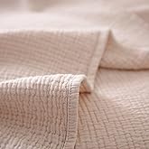 BOV King Size Blanket - Soft-Aging Stonewashed Cotton Blanket and Pillow Cover Set, Timeworn Texture Muslin Blankets for Adults Housewarming Gifts for New Home Bed Couch Sofa, Warm Beige 102"X102"