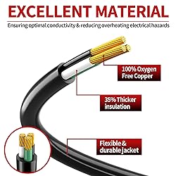 16/3 Short Extension Cord 4 FT, Black Extension