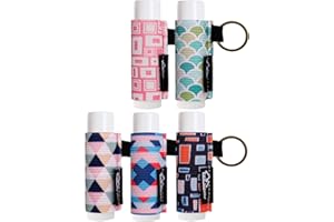 WK IEASON - Lip Balm Holder Keychain Clip On Lipstick Sleeve Chapstick Sleeve Holder Keychain 5PCS(Geometric Combos)