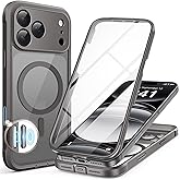 BERFY for iPhone 17 Pro Max Case, Compatible with MagSafe, Built-in 9H Tempered Glass Screen Protector and Camera Protection, Full Body Shockproof Clear Phone case for 17 Pro Max 6.9", Grey