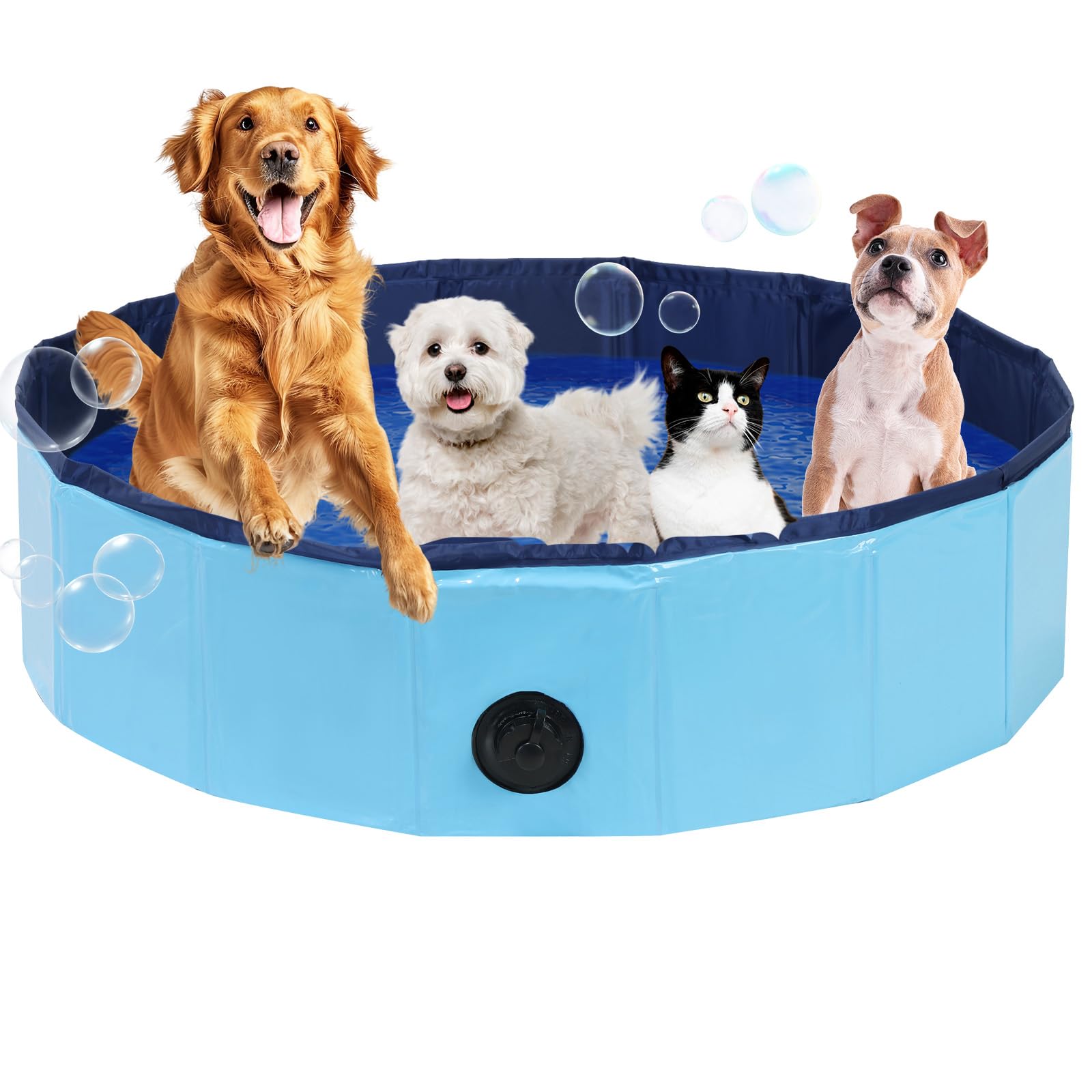 DASBET Foldable Dog Pool Dog Paddling Pool PVC Collapsible Dog Swimming Pool Portable Pet Wading Pool for Dogs, Puppies, Cats Pet Tub for Indoor & Outdoor (80 cm Diameter x 20 cm Height)