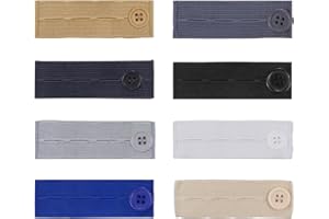 AECSZE 8 PCS Elastic Pants Waist Extenders, Adjustable Button Extender for Pants, Waistband Extender for Men and Women, Suitable for Jeans Pants Women and Men Jeans Dress (8 Colors)