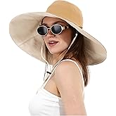 Women Cotton Fishing Bucket Hat Reversible Ultra Wide Brim Sun Hat Beach Foldable UV Protection Summer Travel UPF 50+