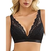 Avidlove Lace Bralette for Women Sexy Deep V Neck Wireless Bralette Plunge Unpadded Bras Everyday Bra