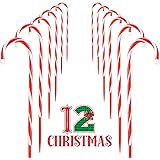 Candy Cane Lights Outdoor Christmas Decorations- 12pcs 25 inch Pathway Markers Holiday Walkway Lights Outdoor Ornaments Chris