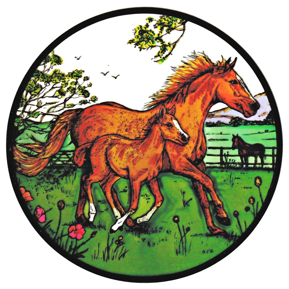 Winged Heart Stained Glass Window Art - Static Cling Decoration - Ponies