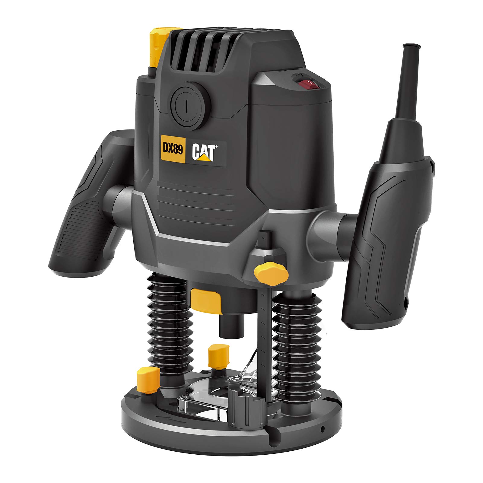 CAT 2100W Electric Router Tool Wood Hand Trimmer Woodworking Power Tool Joiner Cutting Palmming Tool with Aluminium Base Variable Speed Functions, 8 Position Preset Plunge Depth Stop, Spindle Lock