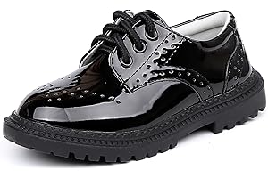 kkdom Children's Boy's Girl's School Uniform Lace-Up Shoes Comfort Loafer Flats Oxford Dress Shoes (Toddler/Little Kid/Big Kid)