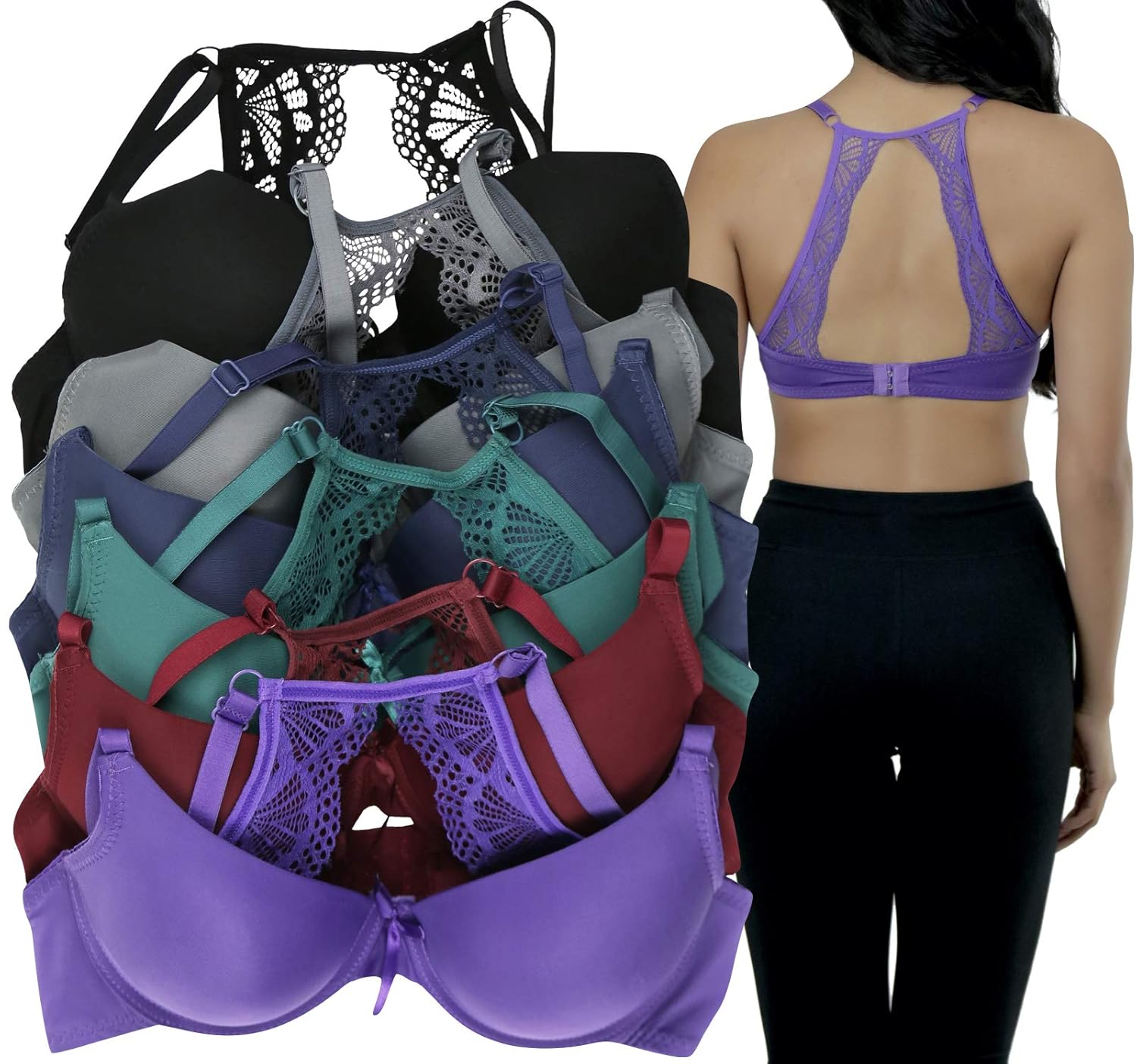 Buy ToBeInStyle Women's Pack of 6 Wired Padded Full Coverage Bras with