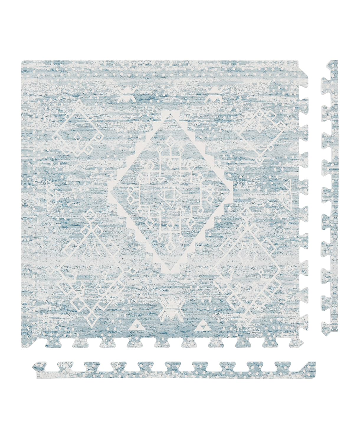 Photo 1 of House of Noa Play Mat – 4x6 Indigo Ula – Set of 6 Tiles – Cushioned EVA Foam Play Mat for Floor, Soft Interlocking Mats for Hard Floors