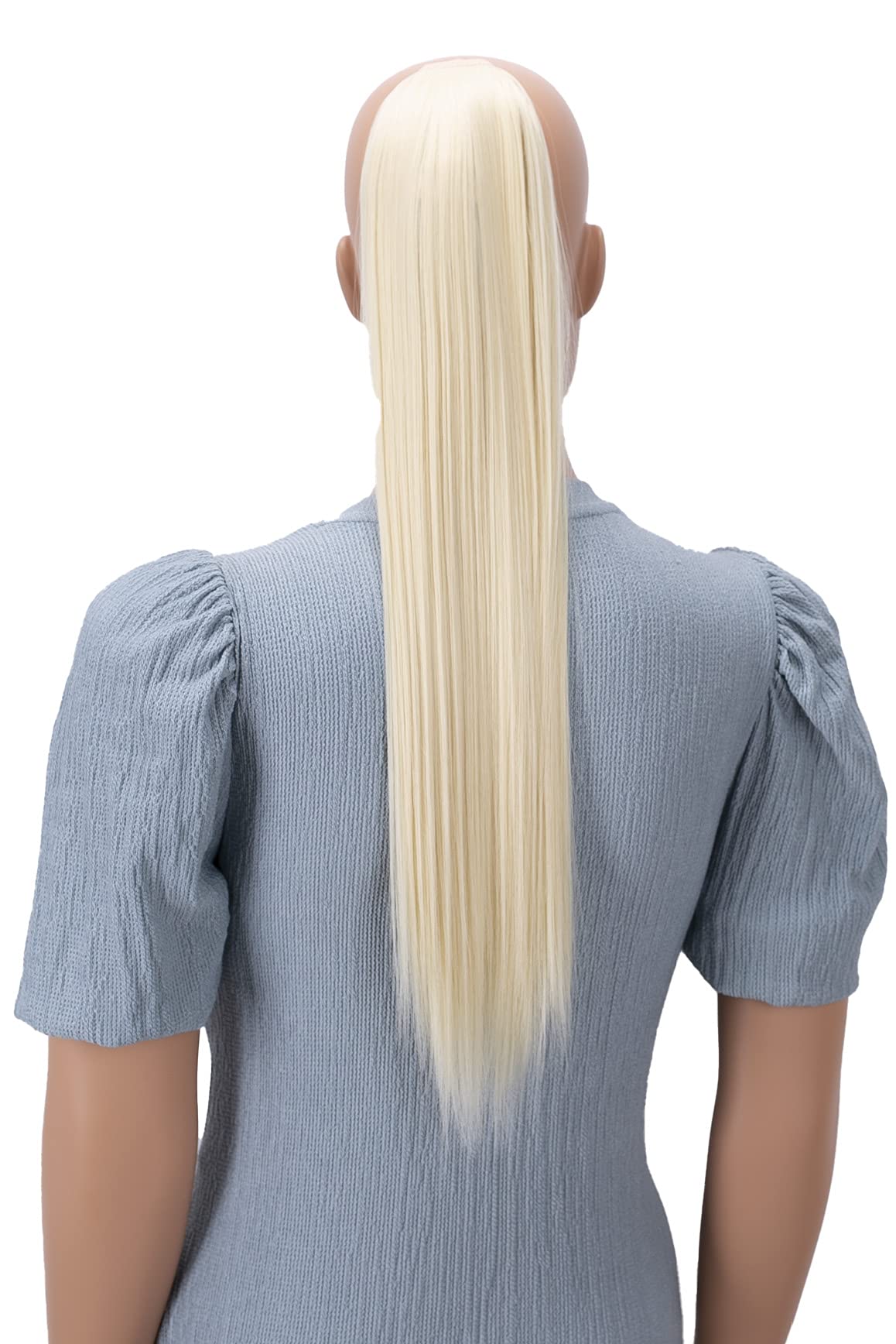 CAISHA 24" Hairpiece Clip On Ponytail With Two Bands Longhair Extension Straight Platinum Blond HC29 โ image 1