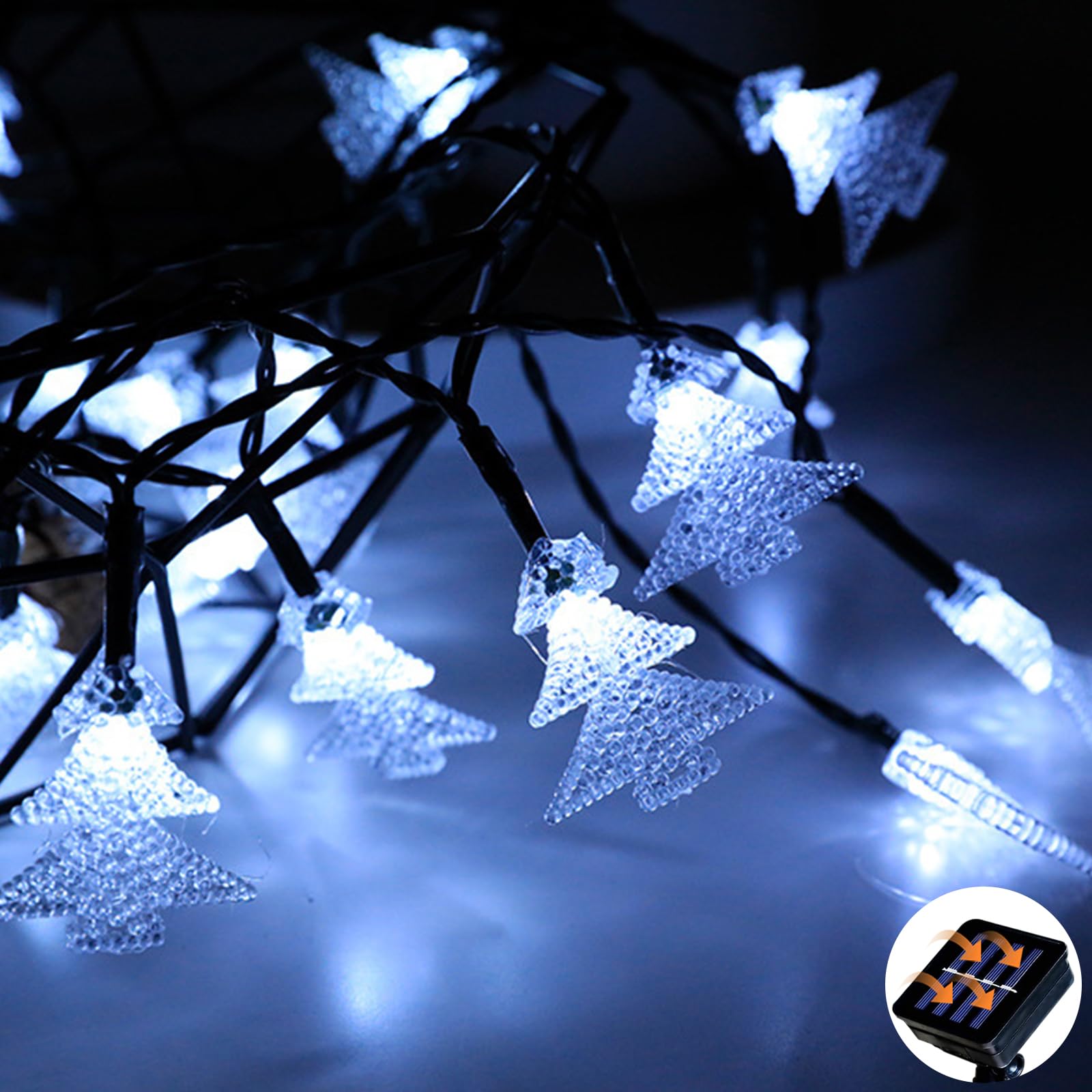 XVZ Solar Fairy Lights Outdoor, 30 LED 5 m Solar Christmas Tree Fairy Lights, Solar Fairy Lights Outdoor Waterproof with 8 Lighting Modes for Garden, Tree, Christmas and Party Decoration - Cool White