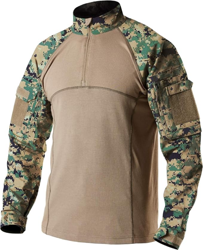 CQR Men's Combat Shirt Tactical 1/4 Zip Assault Long Sleeve Military