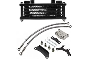 ABCERRSI Motorcycle Oil Cooler,Engine Cooling Radiator Compatible with 50cc 70cc 90cc 110cc 125cc 140cc ATV Go Kart Off Road-Black
